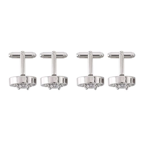 2 Paire Boutons De Manchette De Diamant De Mode Boutons De Manchette Cadeau De Boutons De Manchette Pour Les Vetements De Mariage Des Affaires Des Et Des Femmes (Blanc)