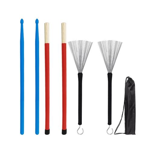 Drum Wire Brush Drum Brush+Nylon Drum Stick+Bundle Stick+Sac De Rangement Accessoires De Percussion Drum Stick Set