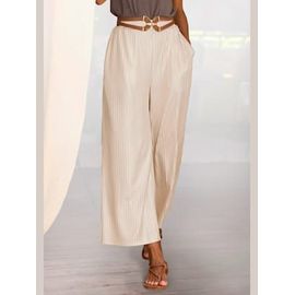 Pantalon Ceinture Élastique Agréable - - Beige-Couleur Or