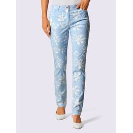 Pantalon Imprimé Mélange Coton Et Lyocell De Qualité - - Bleu Clair-Écru Imprimé