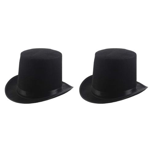 2x Chapeau Haut De Forme En Velours Noir