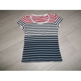 Tee Shirt Tommy Hilfiger Rayé Bleu Blanc Rouge Taille M Tbe