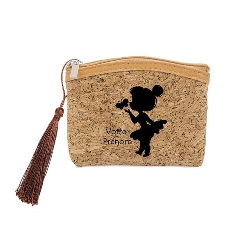 Porte monnaie et cles liege fee papillon personnalisable