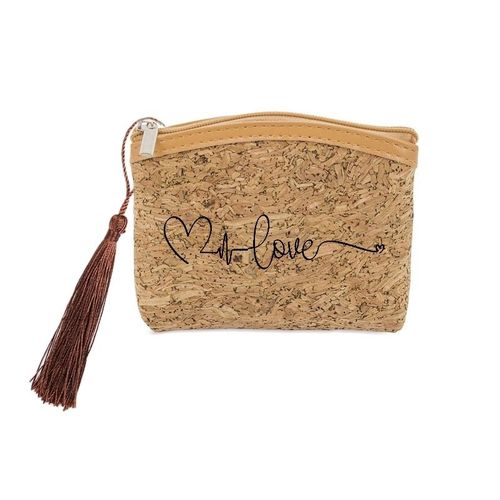 Porte monnaie et cles liege love et coeur personnalisable