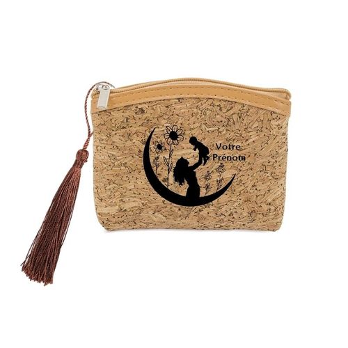 Porte monnaie et cles liege maman lune personnalisable