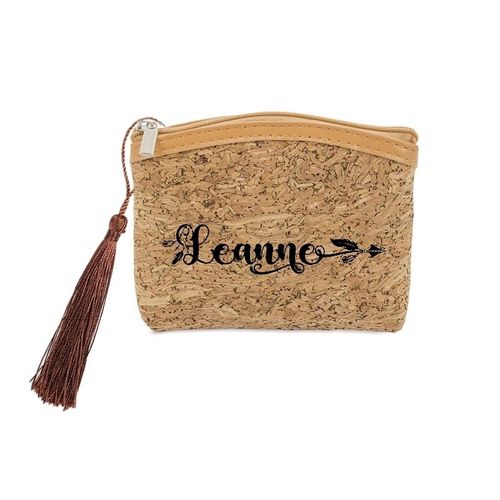 Porte monnaie et cles liege prenom police 27 boho et plumes