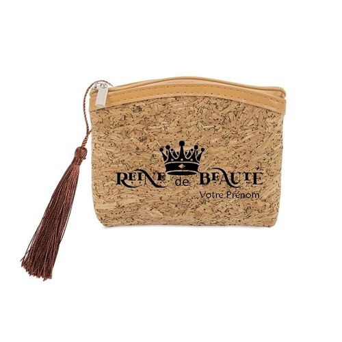 Porte monnaie et cles liege reine de beaute personnalisable