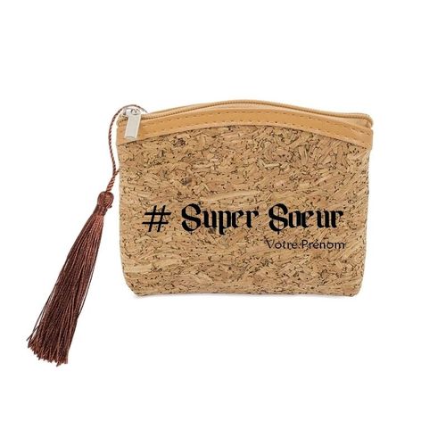 Porte monnaie et cles liege super soeur personnalisable