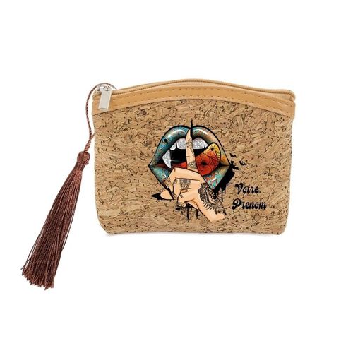 Porte monnaie et cles liege tatoo witcher personnalisee
