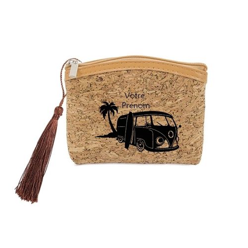 Porte monnaie et cles liege van hawaii surf personnalisee