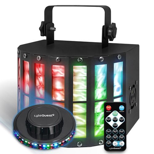 Pack Jeux de lumières LyteQuest DERBY XL, Multifaisceaux 9 LED 3W, 9 couleurs, Mode Auto, Détect Musi. DMX512, Lumière OVNI LED