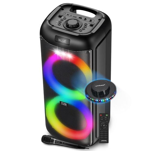 Enceinte SONO Dj Autonome sur batterie à LED - Pickering PANTHER P28 - 500W, Bluetooth USB SD, 6 modes Equaliseurs, Lumière OVNI