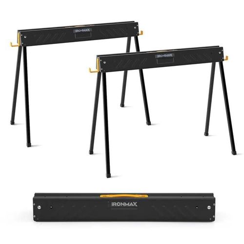 Costway Lot De 2 Chevalets De Sciage Pliable, Couper Le Bois, Charge Max.: 1000 Kg Avec Poignée De Transport