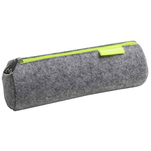 Exacompta Trousse Ronde, Feutrine, Gris / Jaune Fluo