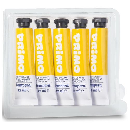 Primo Lot De 5 Tubes Aluminium 12ml Peinture Gouache Jaune Primaire 201