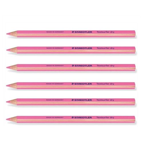 Staedtler Lot De 6 Crayons Surligneur À Sec Textliner Dry Mine 4 Mm Rose