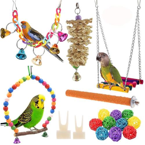 12 Packs Bird Parrot Swing Chewing Toys - Hanging Bell Birds Cage Toys Suitable,11-Générique