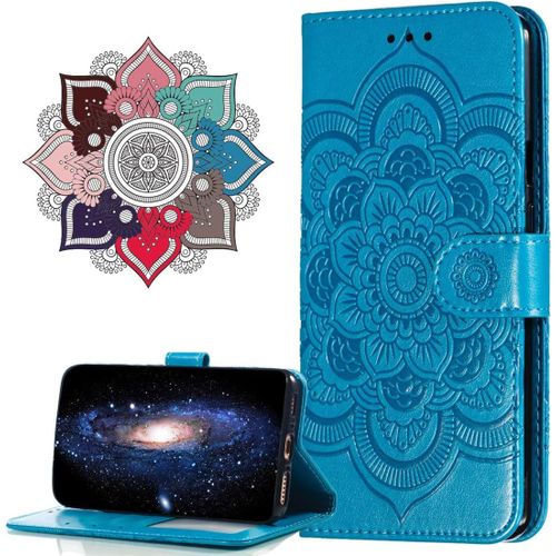 Cuir Premium Coque Pour Google Pixel 3, [Stand Support] [Porte-Cartes De Credit] [Fermeture Magnetique] Portefeuille Etui Housse Pour Google Pixel 3. Ld Mandala Blue