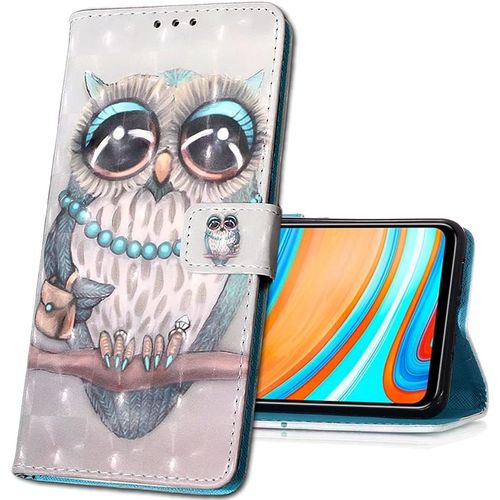 Coque Pour Realme 6, Etui Nouveau 3d Effet Cuir Pu+Tpu Silicone Carte Antichoc Support Portefeuille Magnetique Creatif Housse Pour Realme 6. Yb Owl
