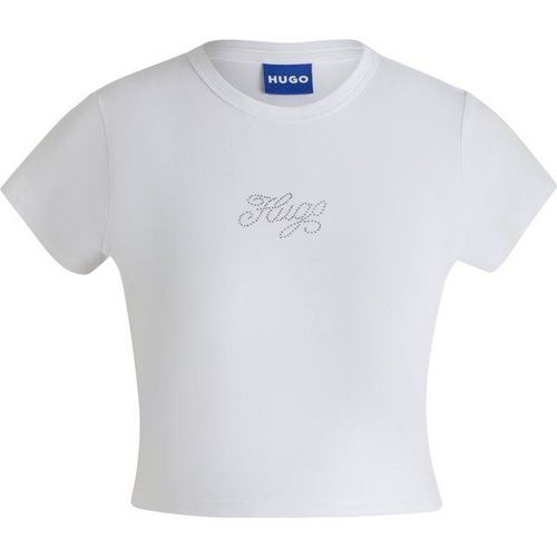 T-Shirt En Coton Stretch Avec Logo Orné De Strassl,M,Xl,Xs