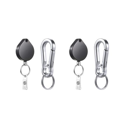 2x Petite Bobine R¿¿Tractable R¿¿Sistante De Porte-Badges, Porte-Badges D'identification Avec Porte-Cl¿¿S ¿¿ Clip De Ceinture Pour Porte-Cl¿¿S De Carte De Visite