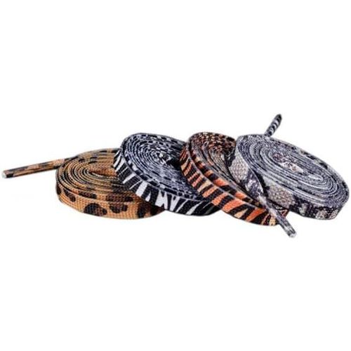 Lacets À Imprimé Animal Zèbre Vache Léopard Cravates Lacets Plats En Polyester Chaussures Élastiques Corde Baskets Bottes Camouflage De Remplacement (4 Paires 4 Couleurs)