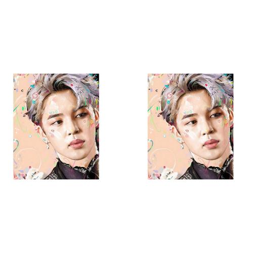 2x Bricolage Diamant Peinture Gar?Ons Art Portrait Strass Plein Rond Mur Photo 30x40 Cm Jimin