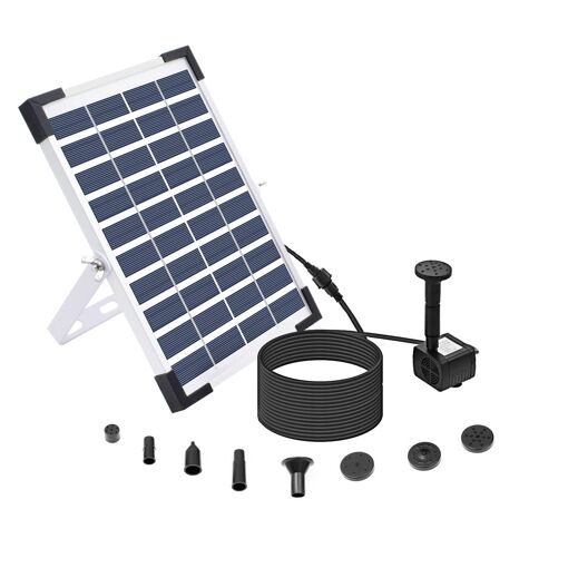 Fontaine Solaire Double Couche 7W – Avec Batterie 3000 MAh, 10 Buses, LEDs RGB, Pour Bassin, Jardin, Bain D'oiseaux