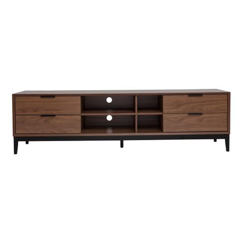 Meuble Tv Vintage Finition Bois Foncé Noyer Et Métal Noir Avec Rangements L180 Cm Sarto