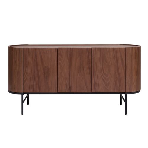 Buffet Design Bois Foncé Noyer Et Métal Noir 3 Portes L160 Cm Skye