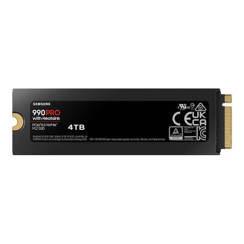 Samsung 990 PRO MZ-V9P4T0GW - SSD - chiffré - 4 To - interne - M.2 2280 - PCIe 4.0 x4 (NVMe) - AES 256 bits - TCG Opal Encryption 2.0 - dissipateur de chaleur intégré