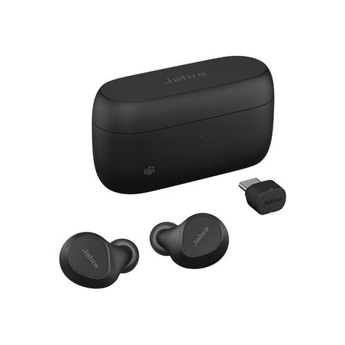 Jabra Evolve2 Buds MS - Écouteurs sans fil avec micro - intra-auriculaire - Bluetooth - Suppresseur de bruit actif - USB-C via un adaptateur Bluetooth - isolation acoustique - noir - Certifié...