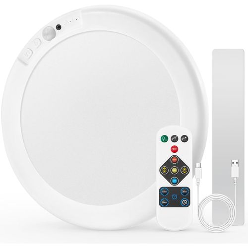 asas456-Plafonnier Led Detecteur De Mouvement,Lampe Plafond Rechargeable Sans Fil À Pile,Luminaire Eclairage Avec Telecommande,Pour Garage,Salle De Bain,Salon,Cave,1 Pièce