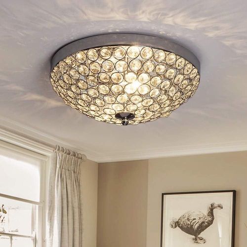 Asas456-Plafonnier Led En Cristal-Moderne-Design Élégant-Pour Chambre À Coucher-Largeur:30cm-Hauteur:12cm-Belle Lampe En Cristal-2 Douilles Pour Salon,Salle À Manger,Hôtel