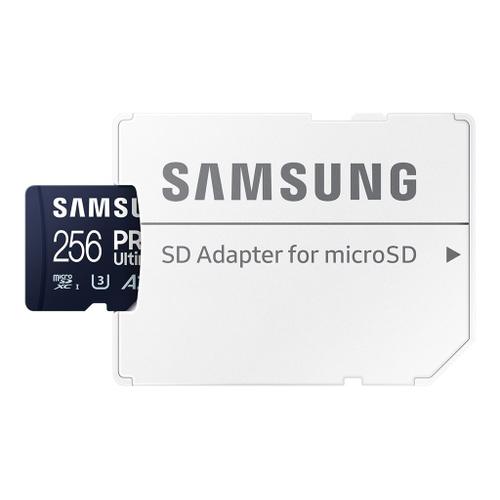 Samsung PRO Ultimate MB-MY256SA - Carte mémoire flash (adaptateur SD inclus(e)) - 256 Go - A2 / Video Class V30 / UHS-I U3 - microSDXC UHS-I - bleu