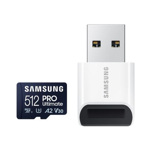 Samsung PRO Ultimate MB-MY512SB - Carte mémoire flash - 512 Go - A2 / Video Class V30 / UHS-I U3 - microSDXC UHS-I - bleu