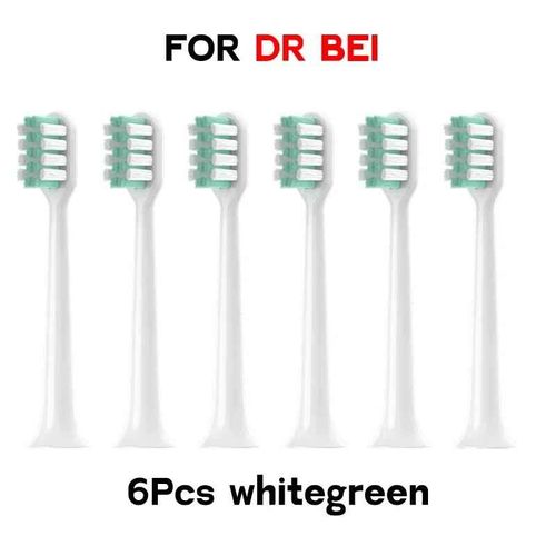 Tête de brosses à dents pour Bet-c01/Dr-Bei C1/C2/S7 Tête DuPont Deep Books Buses à poils souples DuPont 4/6 pièces - Type 6whitegreen