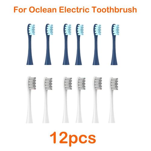 Têtes de brosse à dents de rechange,12 pièces,pour tous les Oclean X/X PRO/Z1/F1/One/Air 2/SE,nettoyage de brosse à dents électrique sonique souple - Type 6 dark blue 6 grey