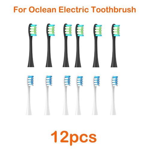 Têtes de brosse à dents de rechange,12 pièces,pour tous les Oclean X/X PRO/Z1/F1/One/Air 2/SE,nettoyage de brosse à dents électrique sonique souple - Type 6 black 6 blue