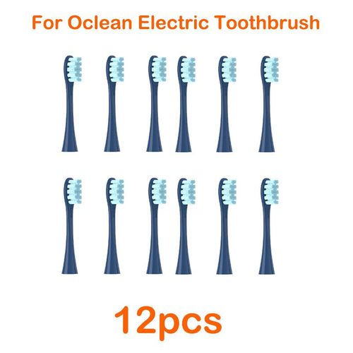 Têtes de brosse à dents de rechange,12 pièces,pour tous les Oclean X/X PRO/Z1/F1/One/Air 2/SE,nettoyage de brosse à dents électrique sonique souple - Type 12pcs dark blue