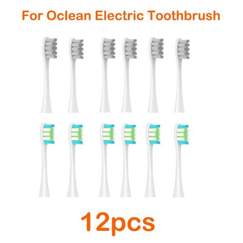 Têtes de brosse à dents de rechange,12 pièces,pour tous les Oclean X/X PRO/Z1/F1/One/Air 2/SE,nettoyage de brosse à dents électrique sonique souple - Type 6 grey 6 green blue
