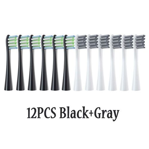 Têtes de brosse à dents électrique sonique,pour Oclean X/X PRO/Z1/F1/One/Air 2/SE,buses de nettoyage à poils souples DuPont - Type 6Black6Gray