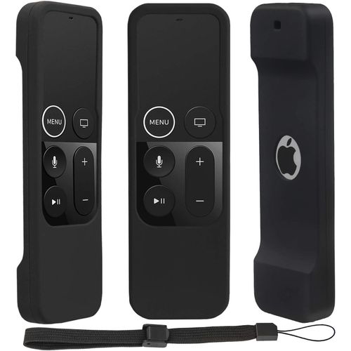 Coque En Silicone Pour Tv 4 K/4Ème Génération Télécommande, Léger, Antidérapant Et Coque De Protection Sécurisée Pour Tv 4 K Siri Télécommande Avec Crochets - Noir[NOU630305]