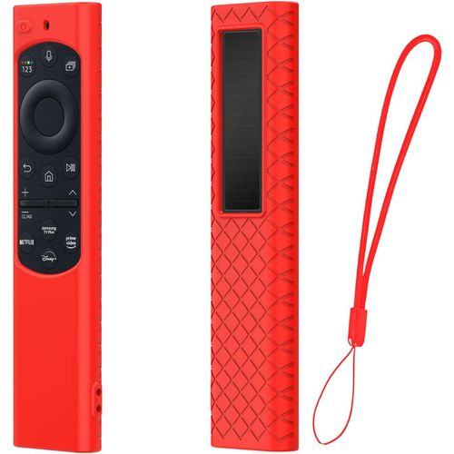 Étui De Protection Pour Samsung Telecommande Solaire Série Bn59, Coque Housse De Silicone Pour Samsung Smart Tv Qled 2021 Solar Remote Avec Corde Anti-Perte (Rouge)[NOU631200]