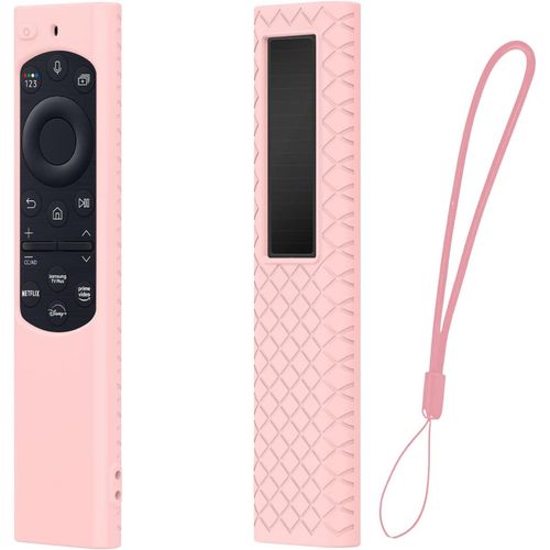 Étui De Protection Pour Samsung Telecommande Solaire Série Bn59, Coque Housse De Silicone Pour Samsung Smart Tv Qled 2021 Solar Remote Avec Corde Anti-Perte (Rose)[NOU631201]
