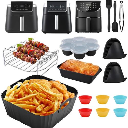 Ensemble d'Accessoires pour Friteuse à Air Chaud pour Ninja AF180EU MAX PRO 6,2 l-Inclut Moule En Silicone,Moules à Muffins,Grille,Gants De Cuisine-Kit Complet d'Accessoires pour Friteuse à Air