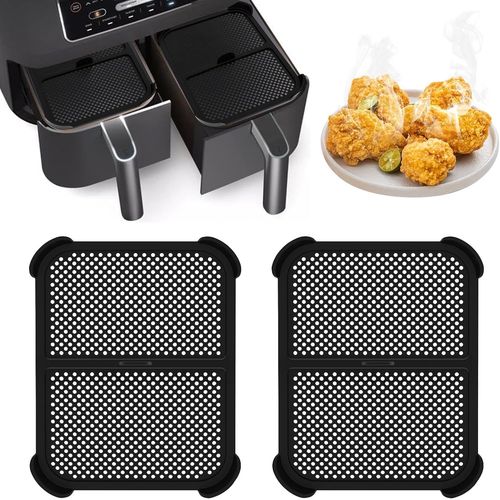 Grille Anti Projection pour Air Fryer Ninja Foodi AF400EU & AF451EU,2 Pcs Grille Anti Eclaboussure,Silicone Air Fryer Accessoires,Efficacement les éclaboussures de Graisse (noir J279A-1)