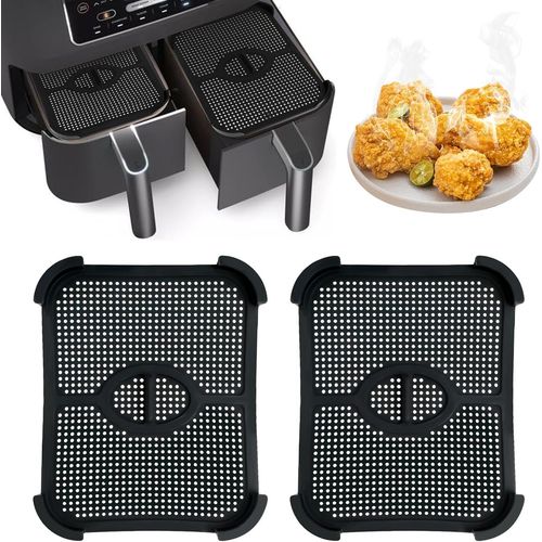 Grille Anti Projection pour Air Fryer Ninja Foodi AF400EU & AF451EU,2 Pcs Grille Anti Eclaboussure,Silicone Air Fryer Accessoires,Efficacement les éclaboussures de Graisse (noir J344A-1)