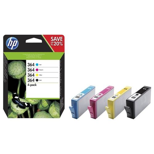 HP 364 (N9J73AE) - Pack de 4 cartouches d'encre originales - noir, cyan, magenta, jaune