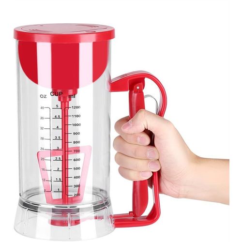 Distributeur De Pâte, 1200 Ml Électrique Distributeur De Crêpes Et De Petits Gâteaux Sans Fil Pancake Cupcake Waffle Batter Maker Machine Tool Avec Couvercle Et Échelle[GAU640984]